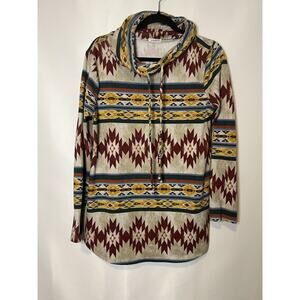 Viamor Womens Size L  Funnel Neck Southwest Pullover Aztec